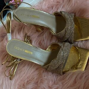 Fashion Nova Shimmering Gold Heels